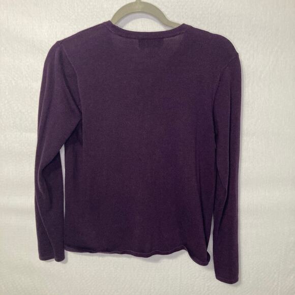 Jennifer Moore Petites S Purple Embroidered Floral Cardigan Button-Up Sweater - Picture 2 of 5